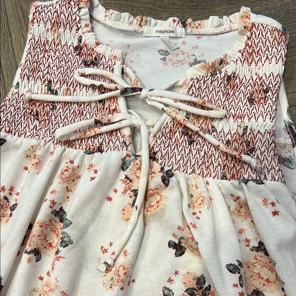 Maurices Floral Print Women's Top - Cream and Orange